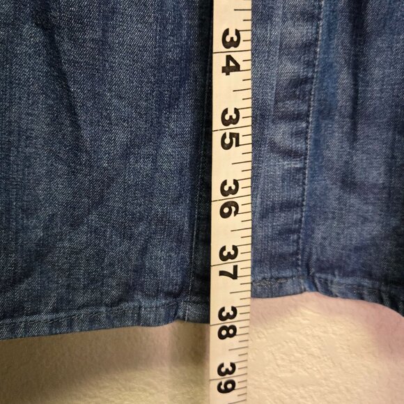 Chambray Cottagecore Boho Country Button-Down Denim Maxi Skirt Ruffle Hem L - Picture 7 of 11